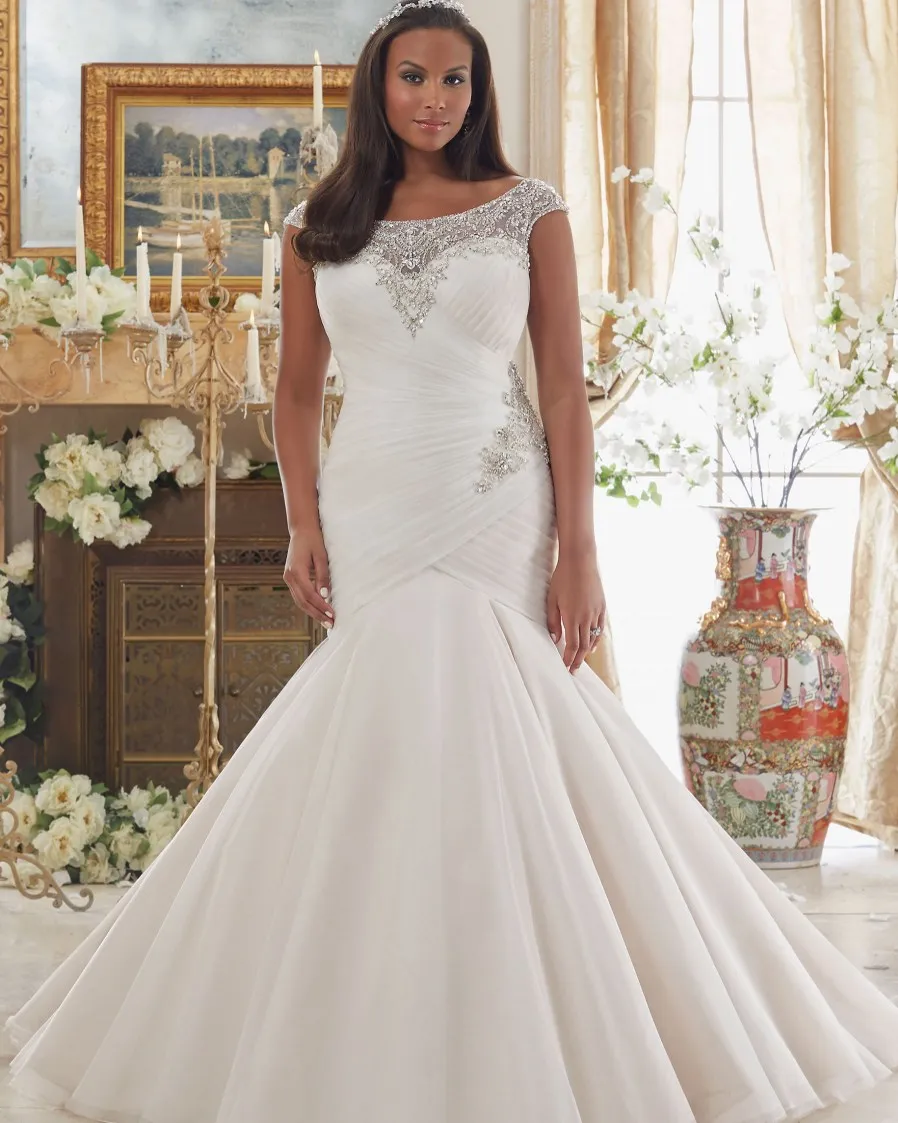 

customisation robe Vestido De Noiva Plus Size Bridal Gown Sexy Crystal African Vintage Women Mermaid Bespoke Wedding Dresses