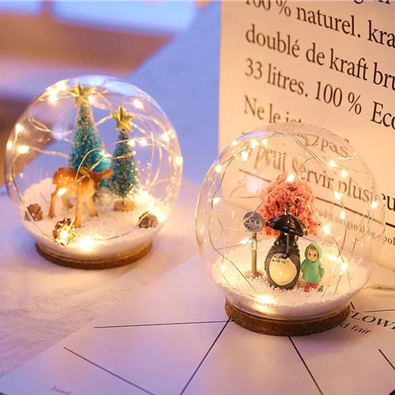 Светодиодный хрустальный шар 12*8 см с рождественским оленем 3d лампа USB ночник