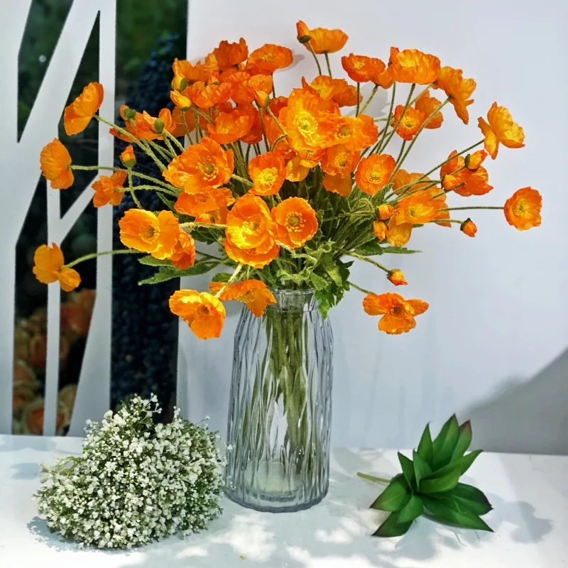 

Artificial Flower Multi-color Poppy Flower Length 60cm,Home Vase Flower Arrangement,Shopping Mall Hotel Wedding Scene Decoration