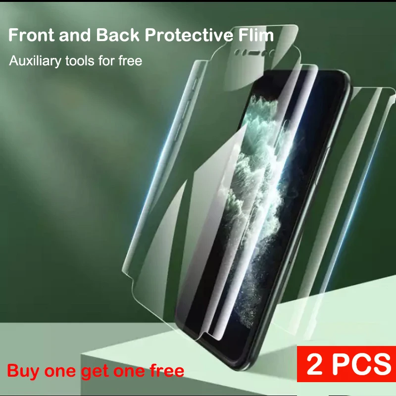 

2pcs Front and Back Hydrogel Film for iPhone 12 Pro Max Screen Protector for iPhone 12 Mini Protective Flim Not Glass