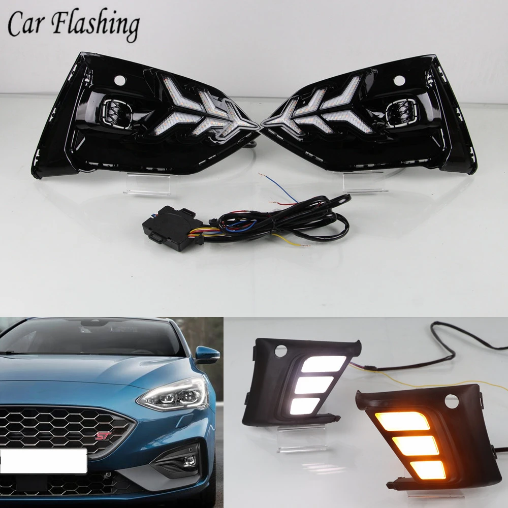 2 шт. дневные ходовые огни для Ford Focus 2019 2020 Автомобильный светодиодный дневной