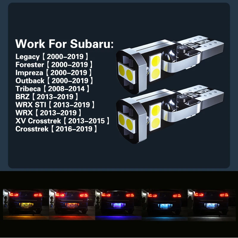 2x LED License Plate Light Bulb W5W T10 Lamp Canbus For Subaru Legacy Forester Impreza Outback Tribeca BRZ WRX STI XV Crosstrek |