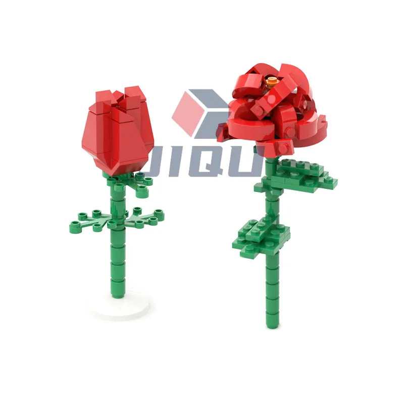 

MOC Rose Flower Bouquet Building Blocks Romantic STEM Kit Construction Friends Bricks Toys for Girls Kids Gifts
