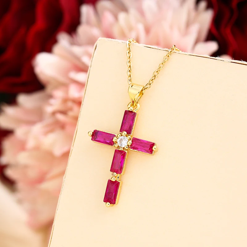 Женское ожерелье с подвеской-крестом из нержавеющей стали |