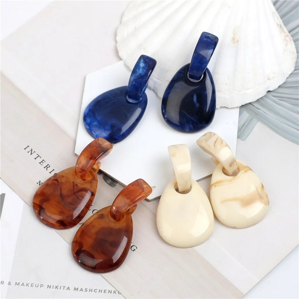 Женские винтажные акриловые серьги висячие в форме капли воды эффектные