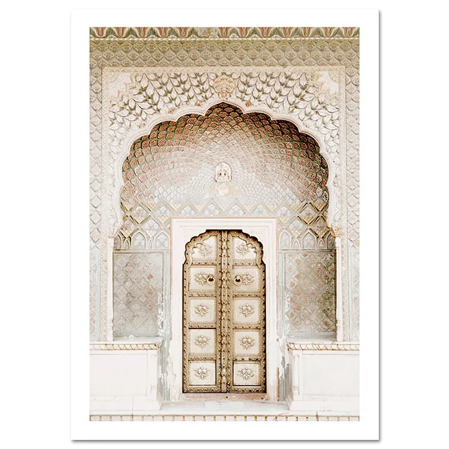 Picture 4 Allah Islamic Wall Art Холст плакат, двери, мусульманское здание, принт, скандинавские декоративные картины, живопись, современный декор в мечети - Цвет: Picture 4