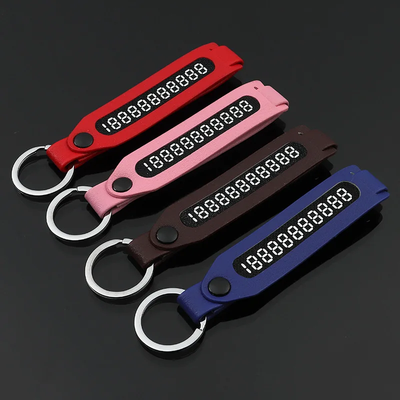 Creative DIY Leather Car Keychain Key Number Anti-lost Card Ring Pendant Holder Unisex Auto Accessories Gift | Автомобили и
