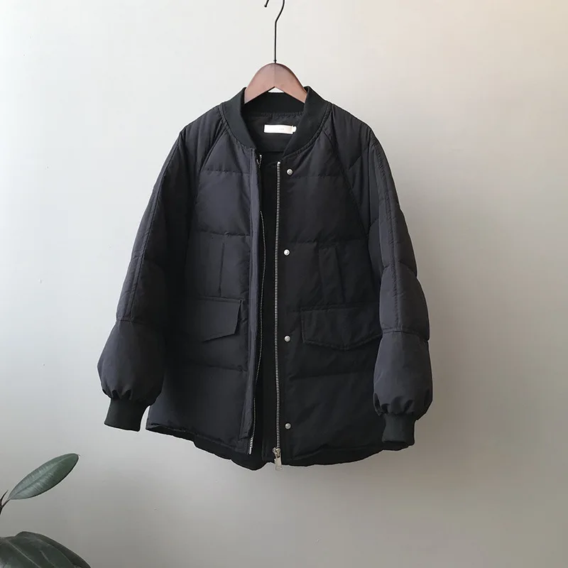 Women Baseball Padded Jacket 2021 Winter Casual Loose Thickened Baseball Uniform Warm Jackets Women Elegant Zipper Cotton Coat