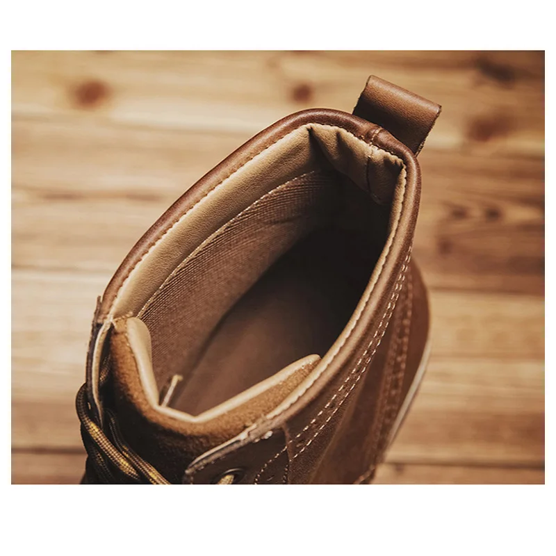 Мужские Винтажные ботильоны на шнуровке коричневые повседневные ботинки