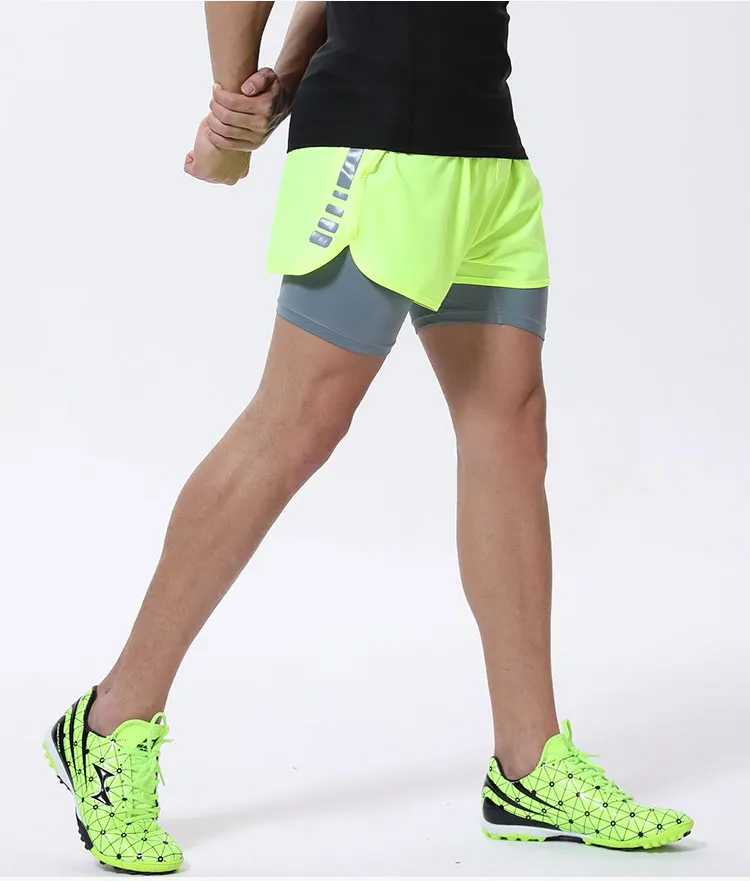 

Men's Running Shorts Mens 2 in 1 Sports Shorts Male double-deck Quick Drying Sports men Jogging Gym Shorts back with Zip pocket