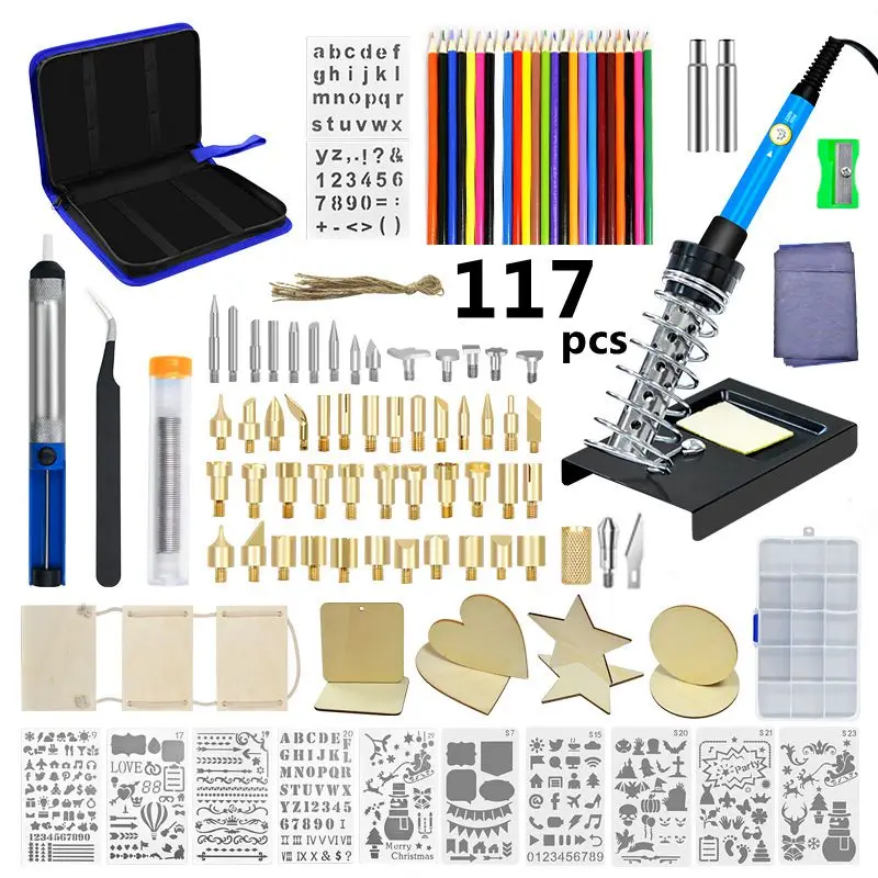 

Новый инструмент для сжигания дерева своими руками, теплопередача, набор «сделай сам» 117 шт., 60 Вт, паяльная щетка, набор электрического паяльника