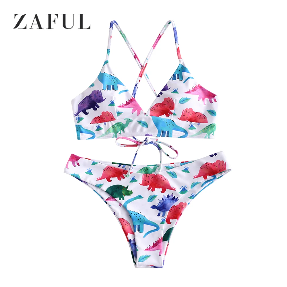 Multia ZAFUL, цветной принт, бикини, купальник, сексуальный, для женщин, купальник, динозавр, мягкий, купальники, для женщин, бикини,, сексуальный женский купальник - Цвет: Multia