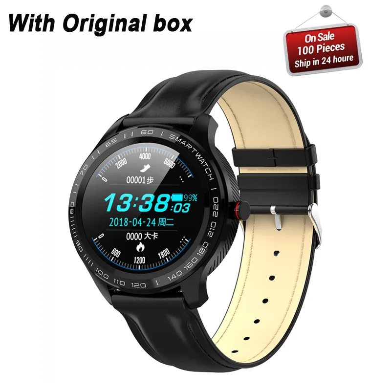 L9 Смарт часы ЭКГ сердечный ритм звонки напоминание полный сенсорный Smartwatch IP68 Водонепроницаемые часы для мужчин для Android IOS PK L7 GT2 - Цвет: leather black