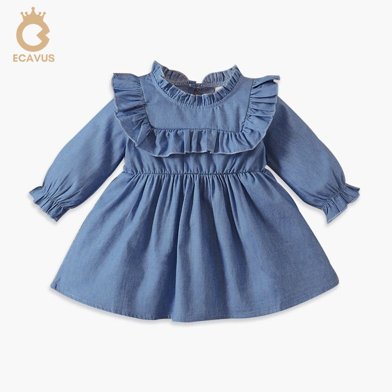 

Ecavus Infant Baby Girls Dreeses Fashion Solid Color Casual Ruffles Regular Lightweight Breathable Dresses for Wedding Newborn