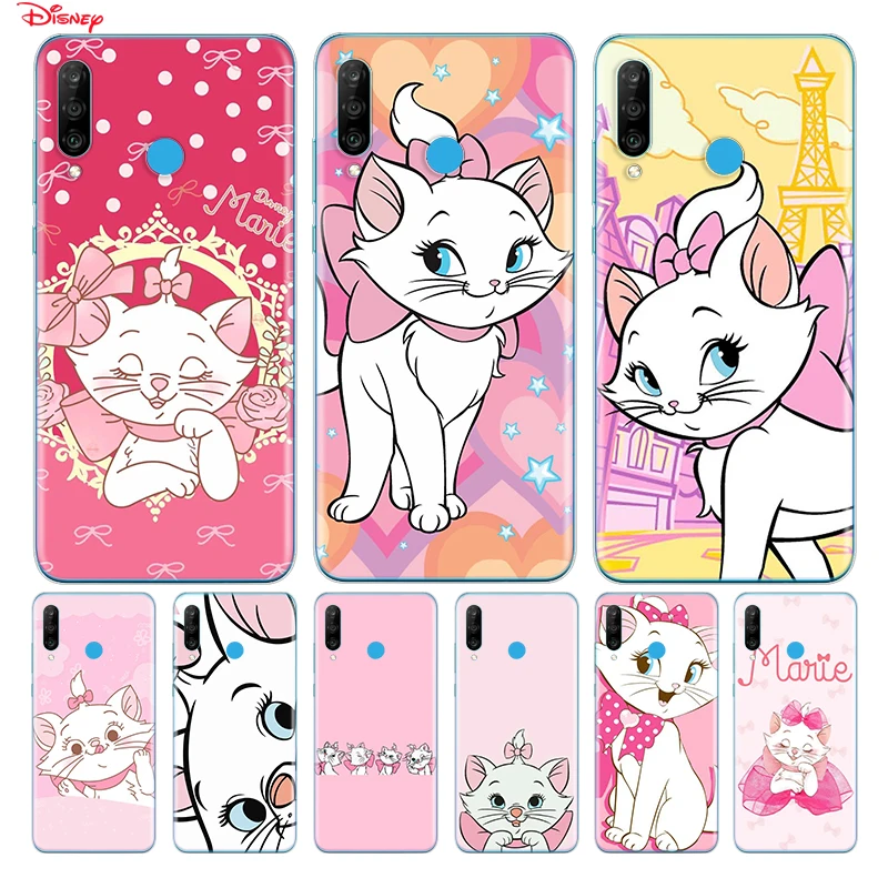 

TPU Silicone Cover Cartoon Pink Marie Cat For Huawei P40 P30 P20 Pro P10 P9 P8 Lite E Plus 2019 2017 Phone Case