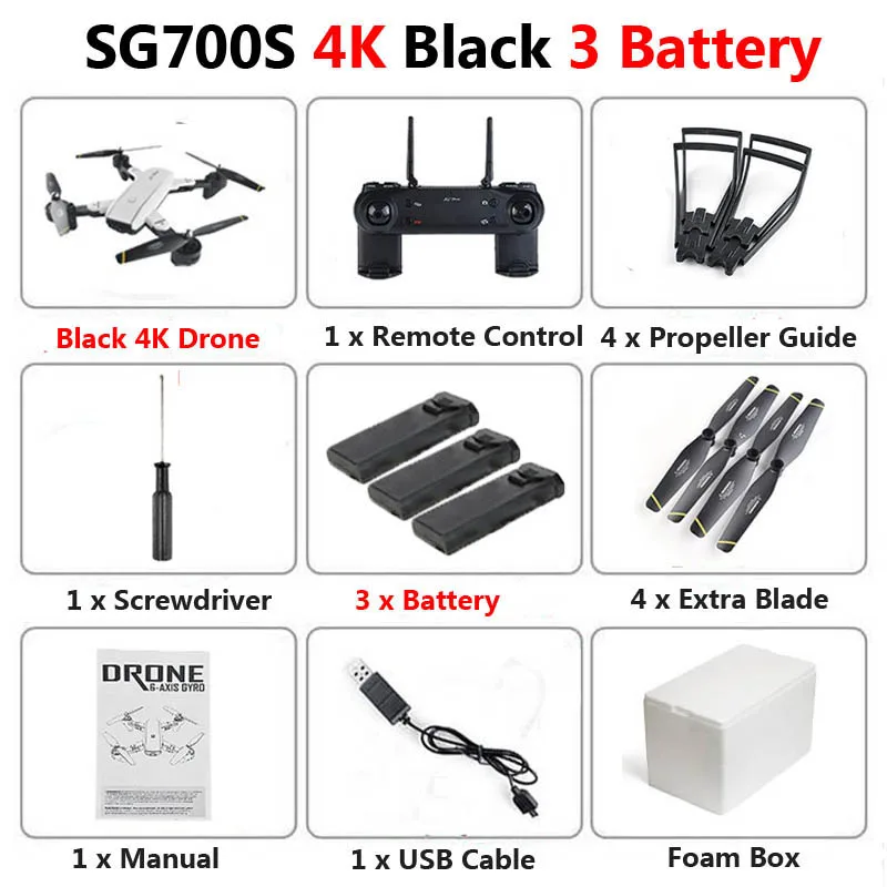 Профессиональный складной мини Дрон ZLL SG700S с двойной камерой 1080P 4K Дрон HD WiFi FPV оптический поток селфи Радиоуправляемый квадрокоптер игрушка для мальчиков - Цвет: 4K White 3B Foam