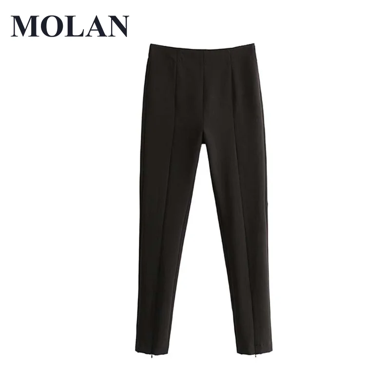 

Женские брюки MOLAN, винтажная стильная офисная одежда с высокой талией, облегающие модные женские брюки до щиколотки с боковой молнией, женск...