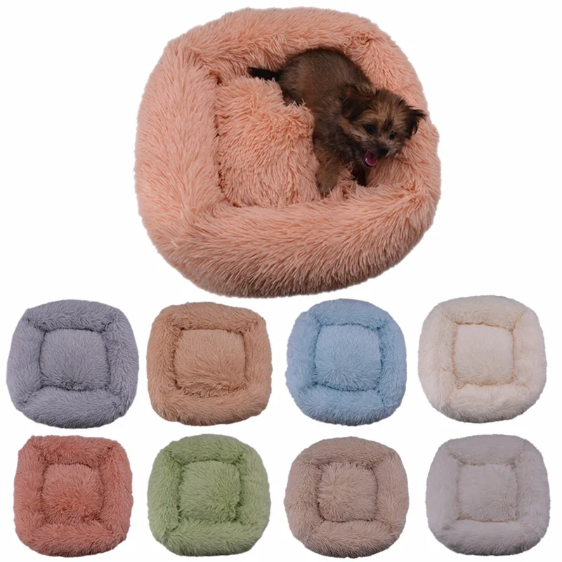 Кровать для домашних питомцев очень мягкая квадратная пушистая домашняя кошек