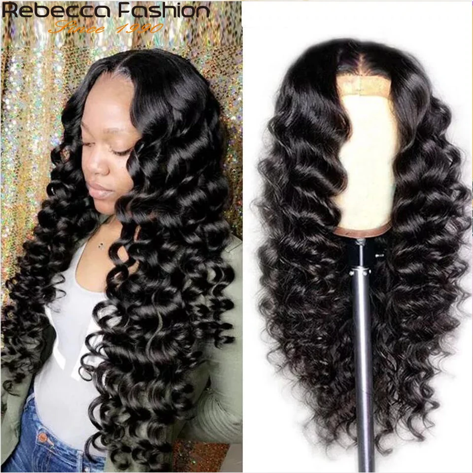 Rebecca 150% Brazilian Loose Wave Wig Remy Hair Pre Plucked 13x4 Lace Front Human Hair Wigs With Baby Hair 8 to 28 Inch