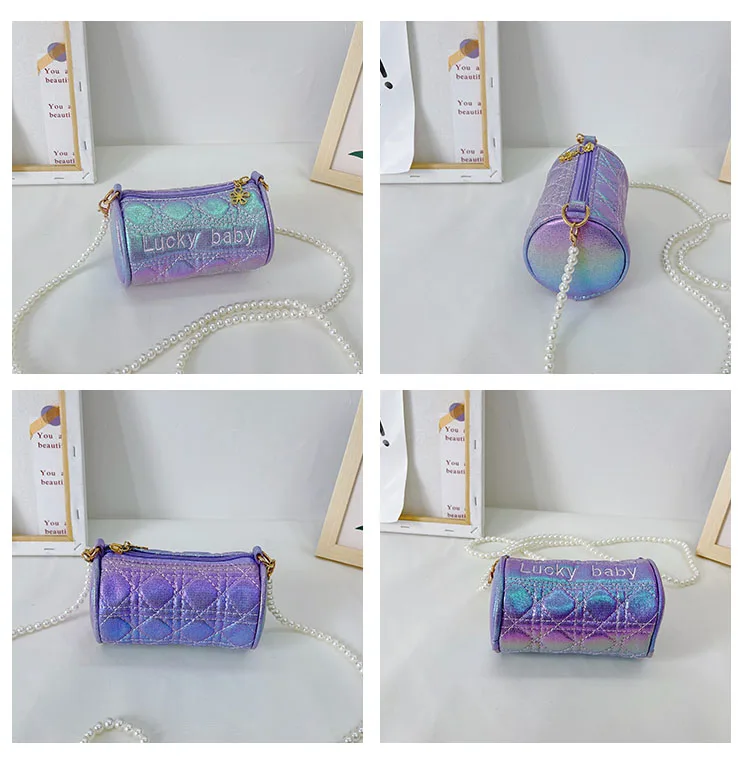 

Lovely Pearl Chain Baby Girls Mini Shoulder Bags Coin Purse Princess Accessories Handbags Cute Children's Shiny Messenger Bag
