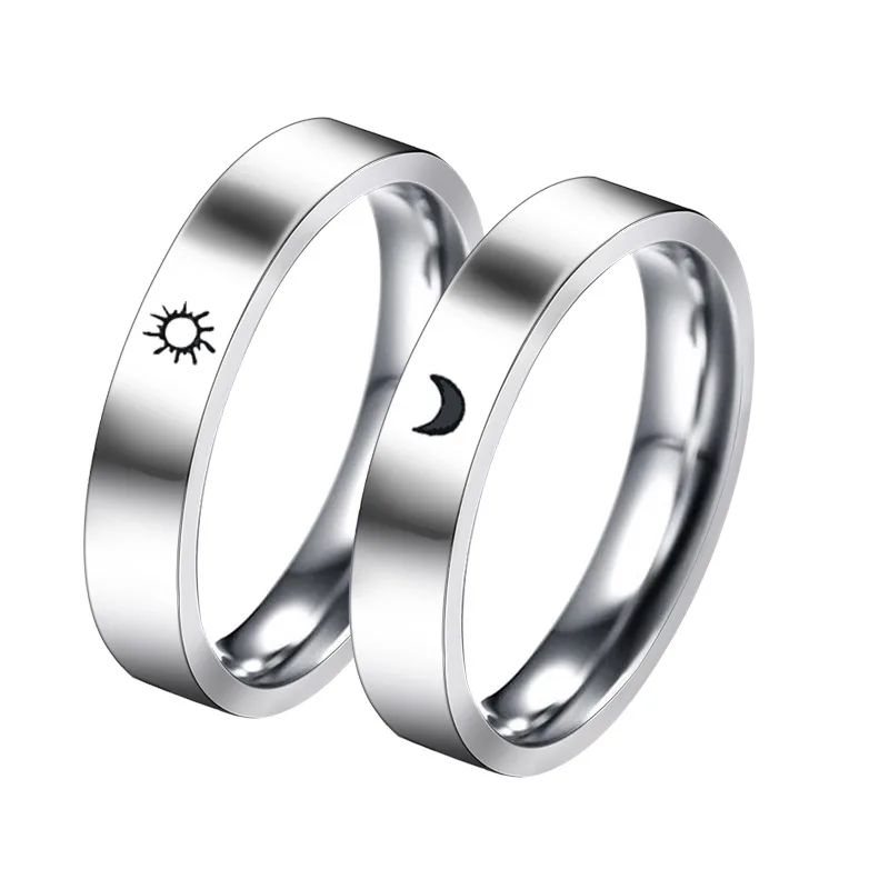 

New Silver Sun Star Rings For Women Men Lover Couple Rings Friendship Engagement Wedding Stainless Steel Rings Fashion Jewelry