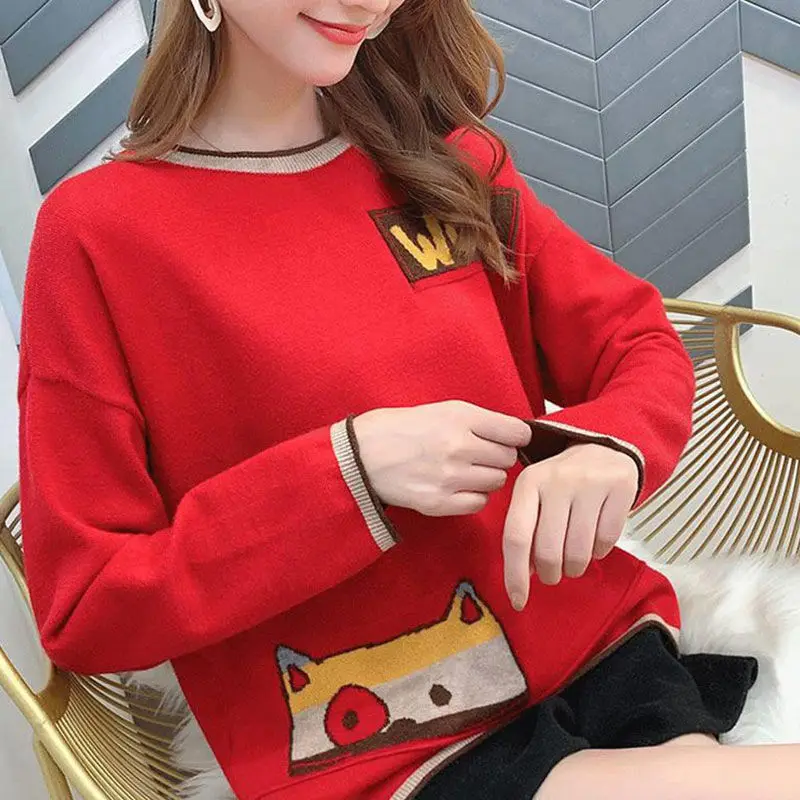 

Warm Pullovers 2019 Autumn Winter Clothes Women Striped Warm Sweaters Korean Pull Femme Slim sweaters fashion women