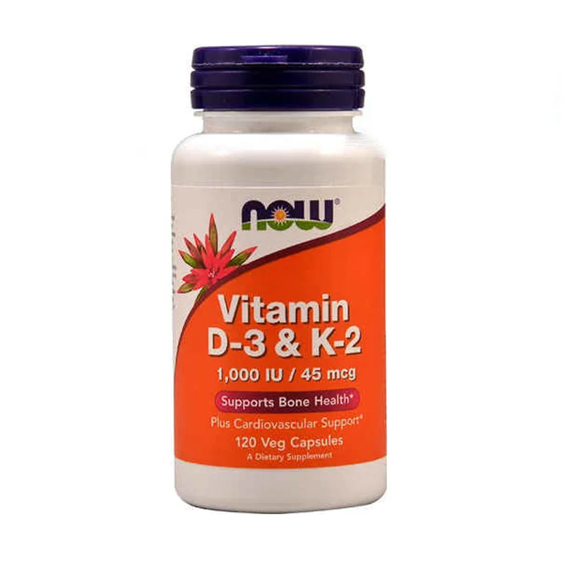 

Free shipping Vitamin D-3 & K-2 1,000 Iu/45 mcg Supports Bone Health Plus Cardiovascular Support 120 Veg Capsrles
