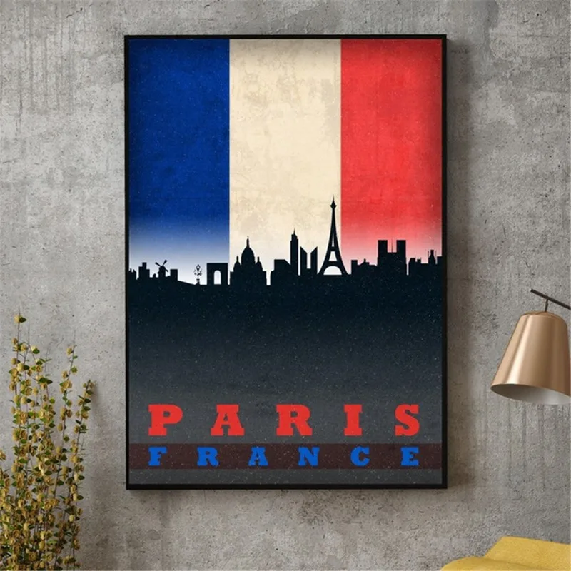 Lille Lyon Marseille Paris France flag city skyline poster canvas art prints home decor | Дом и сад