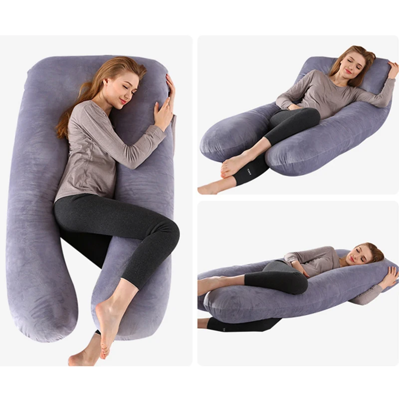 

Black Gray Body Pillow 1Pcs Maternity Pillows Bedding Side Sleepers Pillows U-Type For Pregnant Women Cotton Multi-function