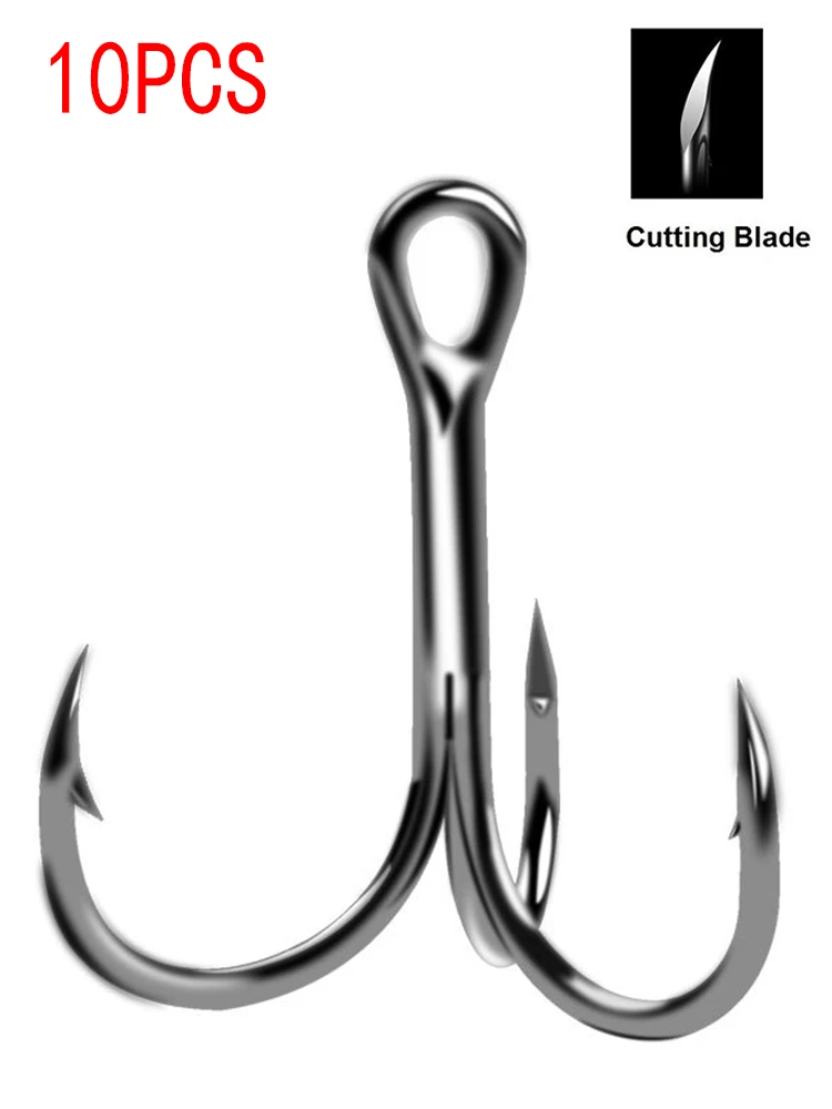 

10PCS Overturned Treble Hook For Lure High Carbon Steel Black Fishing Hook 2/4/6/8/10#Triple Hook Fishing Tackle Accessories