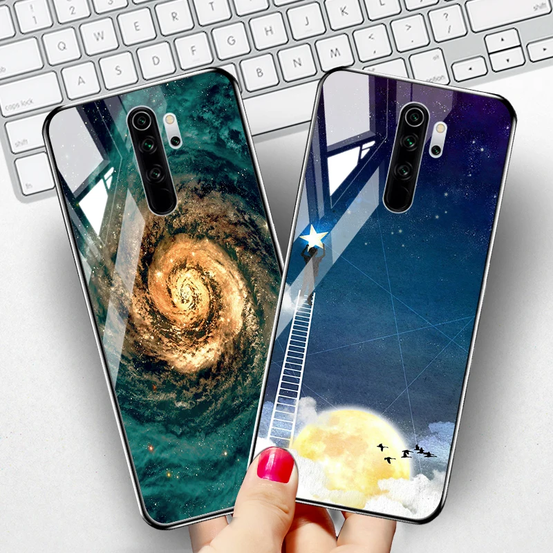 Чехол из закаленного стекла для Xiaomi Redmi Note 8 7 Pro 8T чехлы бампер с космическим
