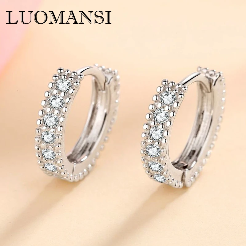 Серьги-гвоздики Luomansi S925 из серебра пробы с мусанитом | Украшения и аксессуары