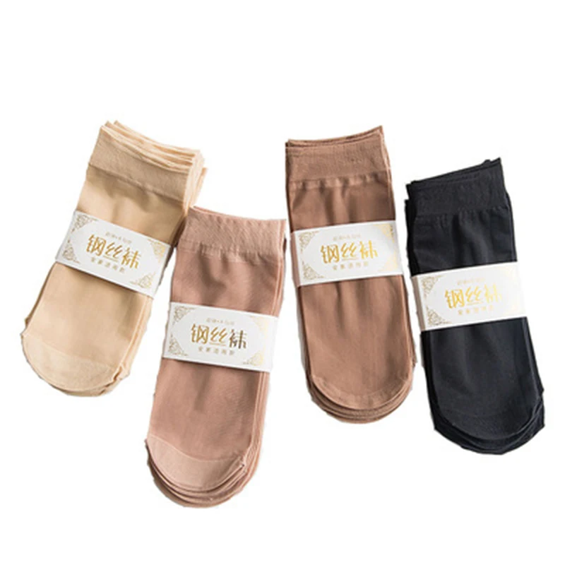 

10 пар, женские весенне-летние короткие чулки со стразами, телесного цвета, черные тонкие носки из стальной проволоки, Короткие дышащие