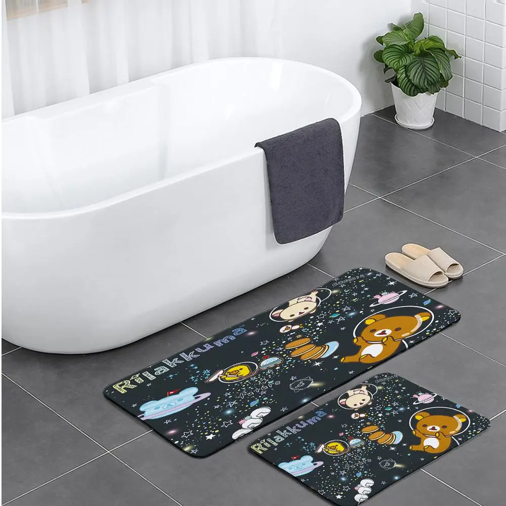 

Симпатичный коврик Rilakkuma, Придверный коврик для ванной, входной коврик для ванной, комнатные напольные коврики, абсорбирующий коврик, противоскользящий кухонный коврик