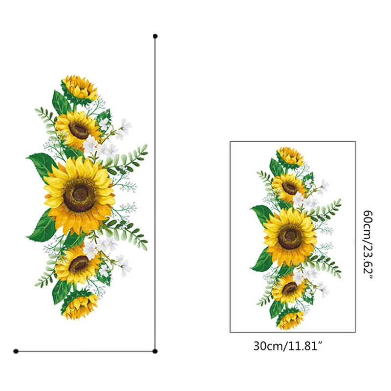 

Fashionable Removable Sunflower Wall Sticker Flower Decor Waterproof Decals for Living Room Kids Room Kitchen Decoration