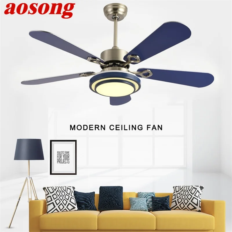 AOSONG современный потолочный вентилятор с подсветкой светодиодный 3 цвета