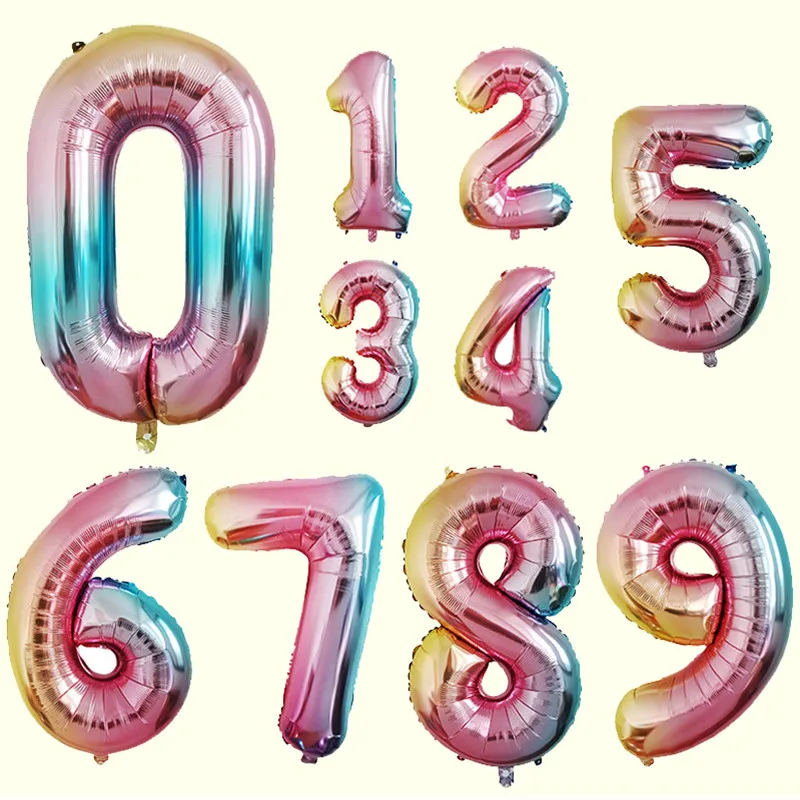 16 32 Inch Foil Number Balloons Wedding Happy Birthday Party Decorations Rose Gold Digital Globos Balloon Baby Shower Supplies images - 2