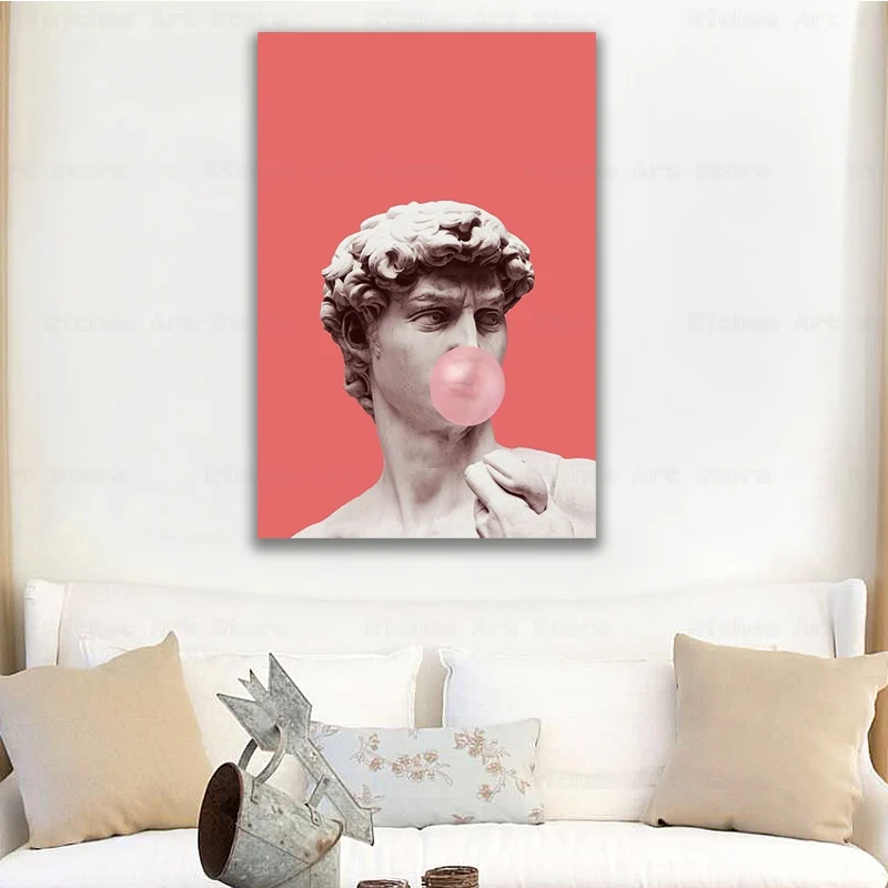 

Забавная Художественная Скульптура Давида стена искусственный Давид с шаром холст фотография искусства домашний декор