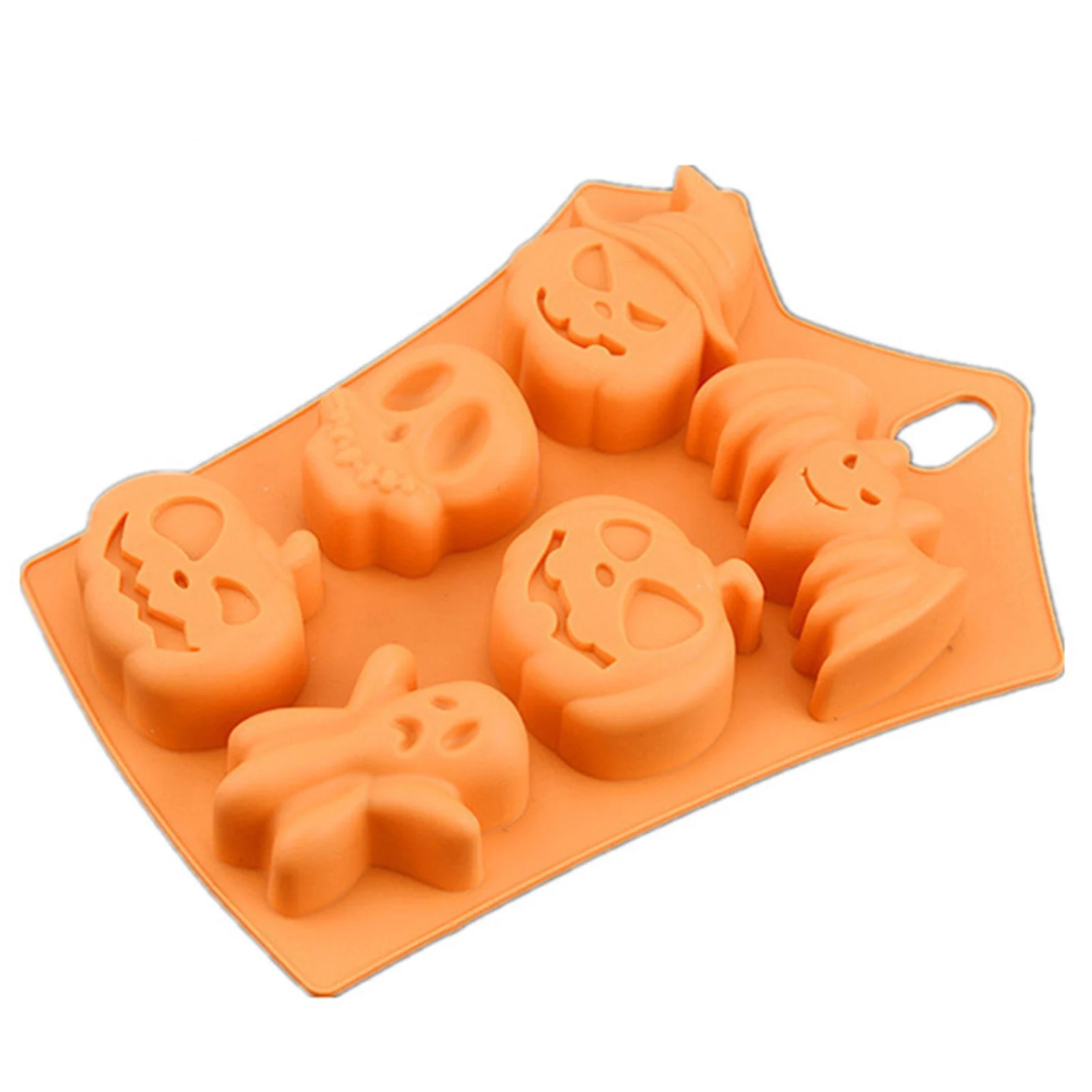 

6 Cavity Halloween Mix Pattern Silicone Stencils Pumpkin Ghost Bat Shape DIY Handmade for Soap Cake Chocolate Cupcake sale