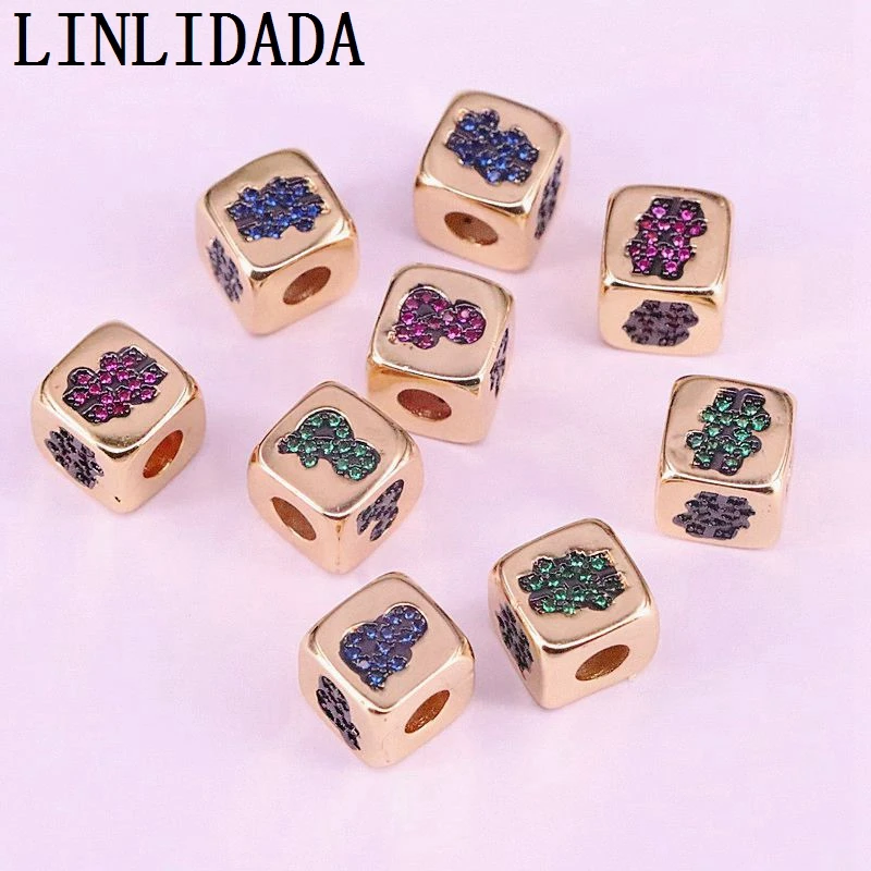 

Wholesale 20Pcs CZ zircon Micro pave Connector square Spacer Beads for DIY Making Bracelet necklace Jewelry Finding