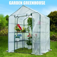 Garden Greenhouse White PE Plant Cover Sunny Flower Room Outdoor Balcony Temperature Retaining Vegetable Sheds With Steel Frame