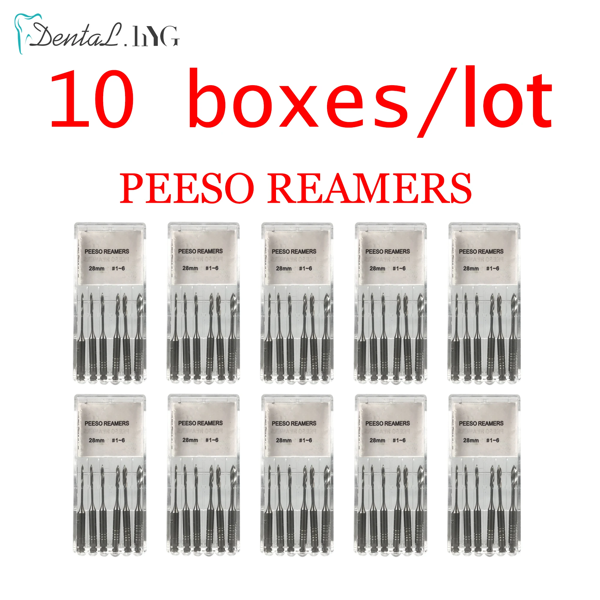 10 коробок/партия стоматологические винтовки Peeso Reamers буры 6 шт./упак. 28 мм 1 ~ #