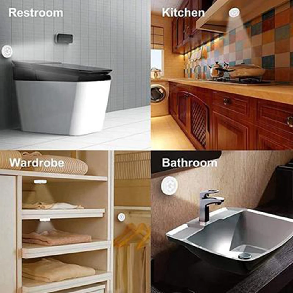 

2021 New Arrivals Battery 6Led Motion Sensor Night Light PIR Motion Induction Under Cabinet Lights Stairs Kitchen Closet Lamp