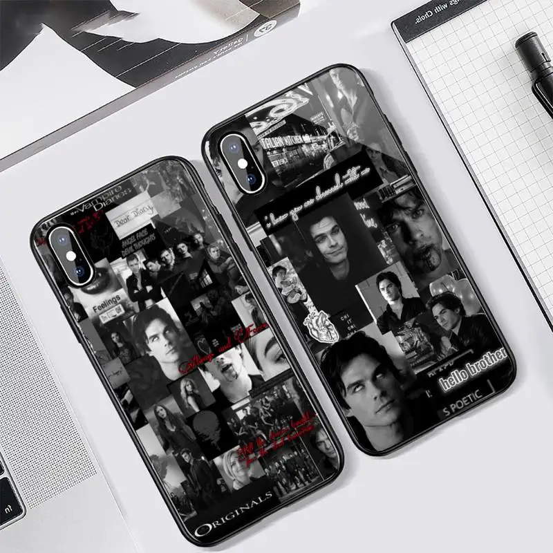

Damon Salvatore The Vampire Diaries Phone Case Tempered glass For iphone 6 7 8 plus X XS XR 11 12 13 PRO MAX mini