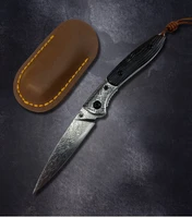 damascus steel knife pocket folding knife portable folding blade ebony handle self defense edc tool for outdoor camping survival