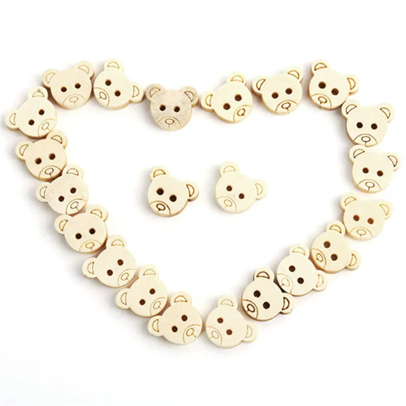 100 искусственные деревянные пуговицы в виде маленького мишки тедди рукоделие