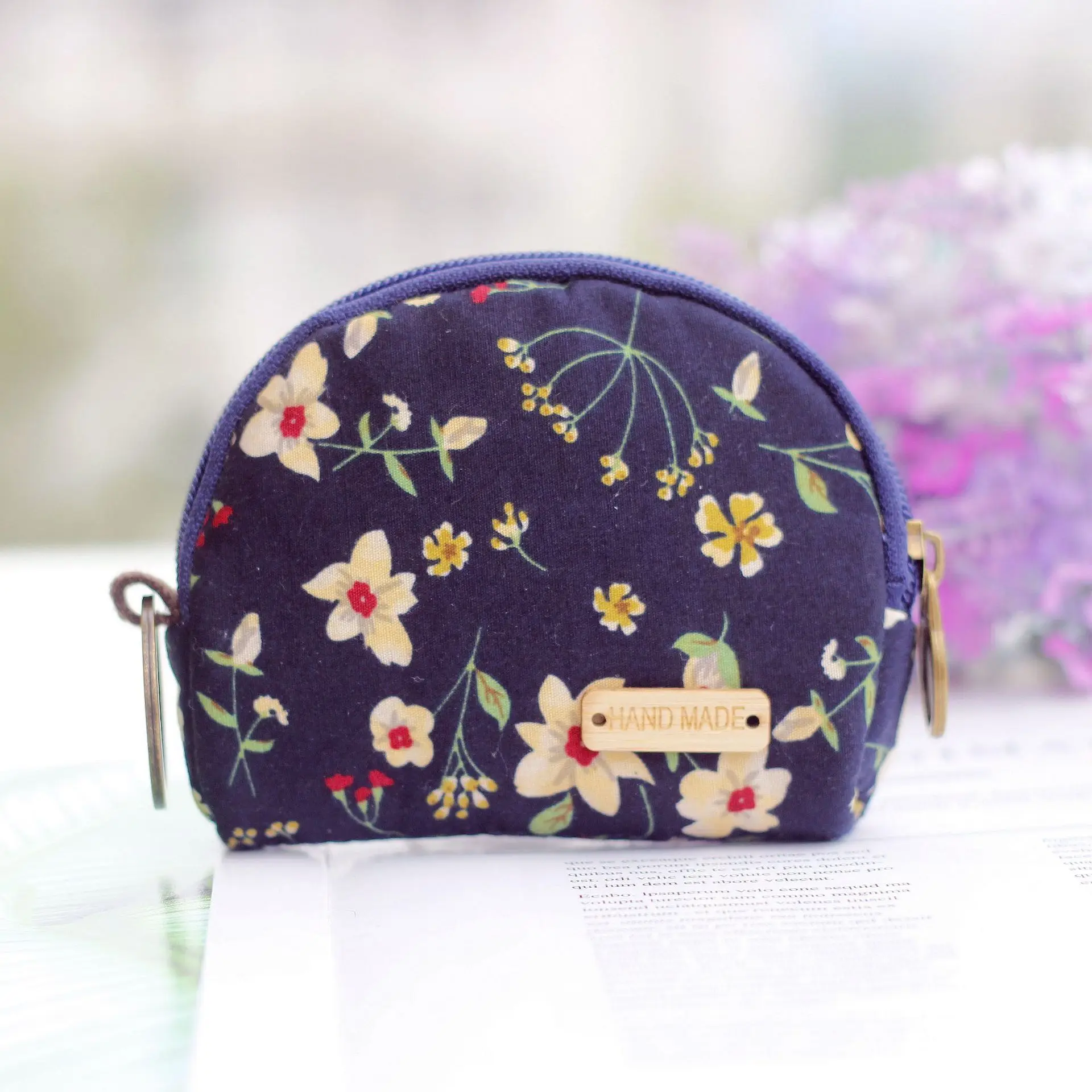 navy floral Льняные женские Мини-кошельки с мультяшным Тоторо, детские маленькие сумочки, сумки для денег, женские кошельки, женские кошельки для девочек и мальчиков - Цвет: navy floral