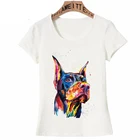 Красочная футболка Doberman с принтом собаки, Женские повседневные футболки с коротким рукавом и забавным дизайном собаки, модные милые топы для девушек, футболка s