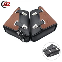 motorcycle pu leather saddle luggage left right side tool bag for honda suzuki harley sportster xl 883 xl1200