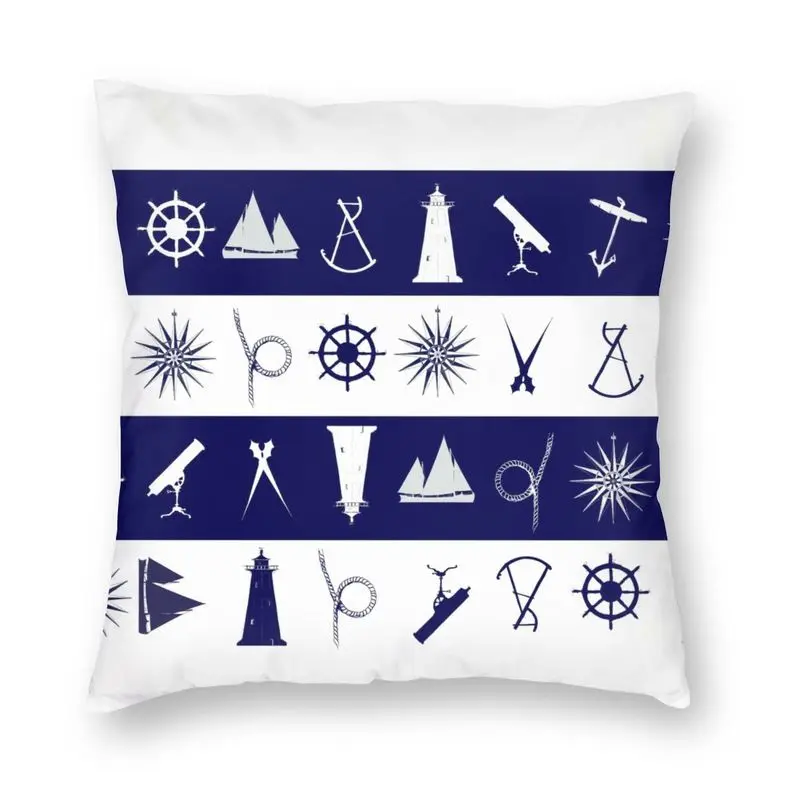 

Nautical Scatter Pillow Decor Home Sailing Sailor Anchor Lighthouse Luxury Cushion Cover Car Pillowcase